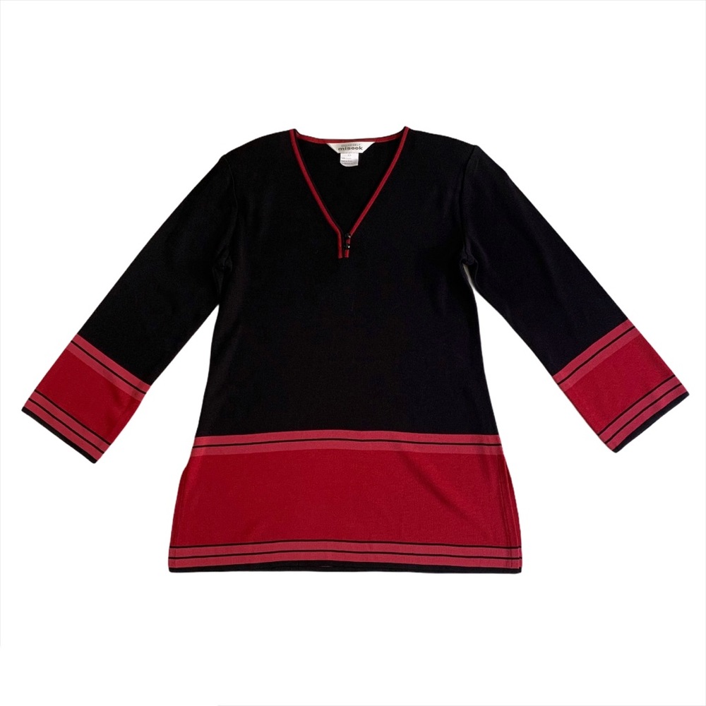 Exclusively Misook V-Neck Pullover Colorblock Top - image 1